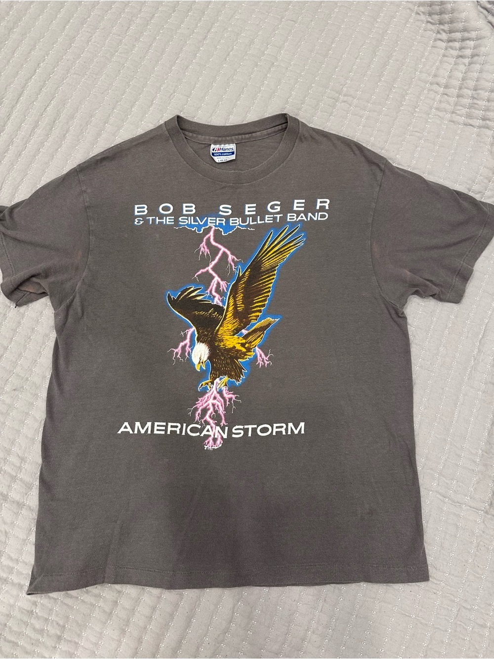 Vintage Bob Seger American Storm Eagle Tee - Charcoal with Yellow & Pink